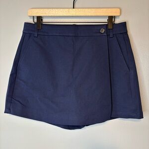 NWT J Crew sz 6 Wrap Front Mini Skort Bi-Stretch Cotton Navy Blue